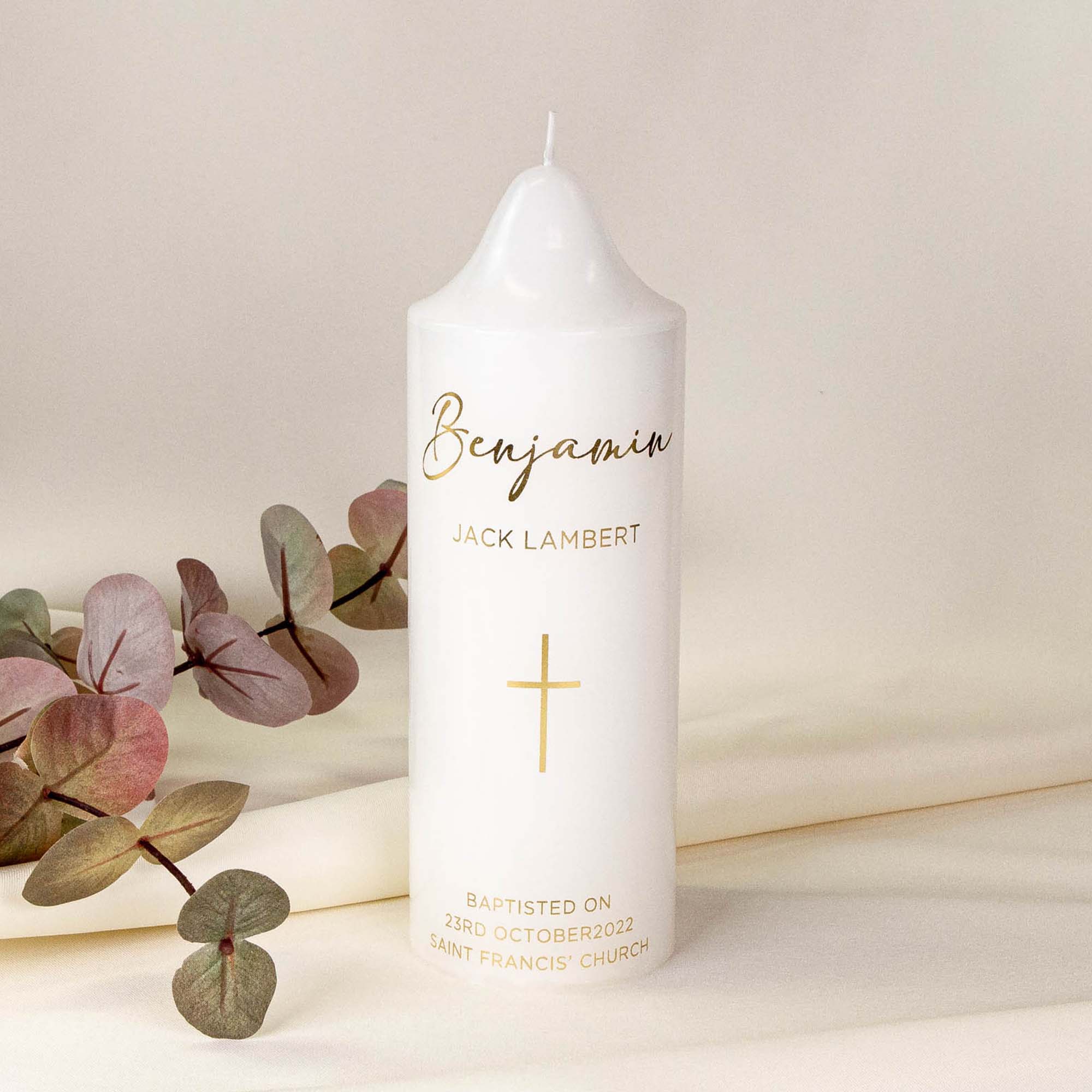 Personalised Baptism Candle – Christening Ceremony Keepsake - Personalised Candle - Younique Gifts Melbourne