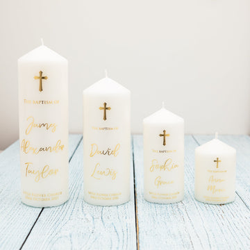 Personalised Baptism Candle – Premium Foil Finish Keepsake - Personalised Candle - Younique Gifts Melbourne
