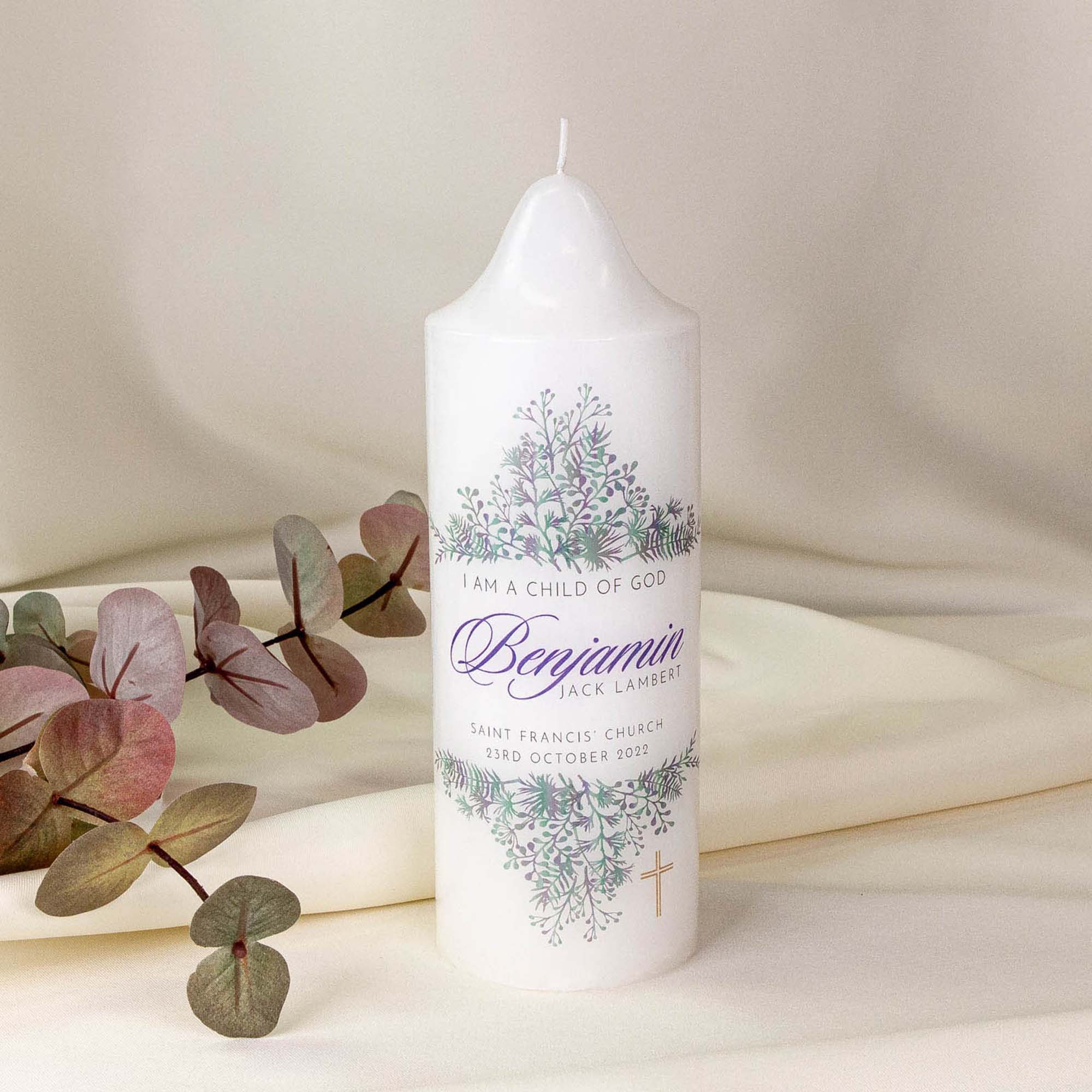 Personalised Baptism Christening Candle - Personalised Candle - Younique Gifts Melbourne
