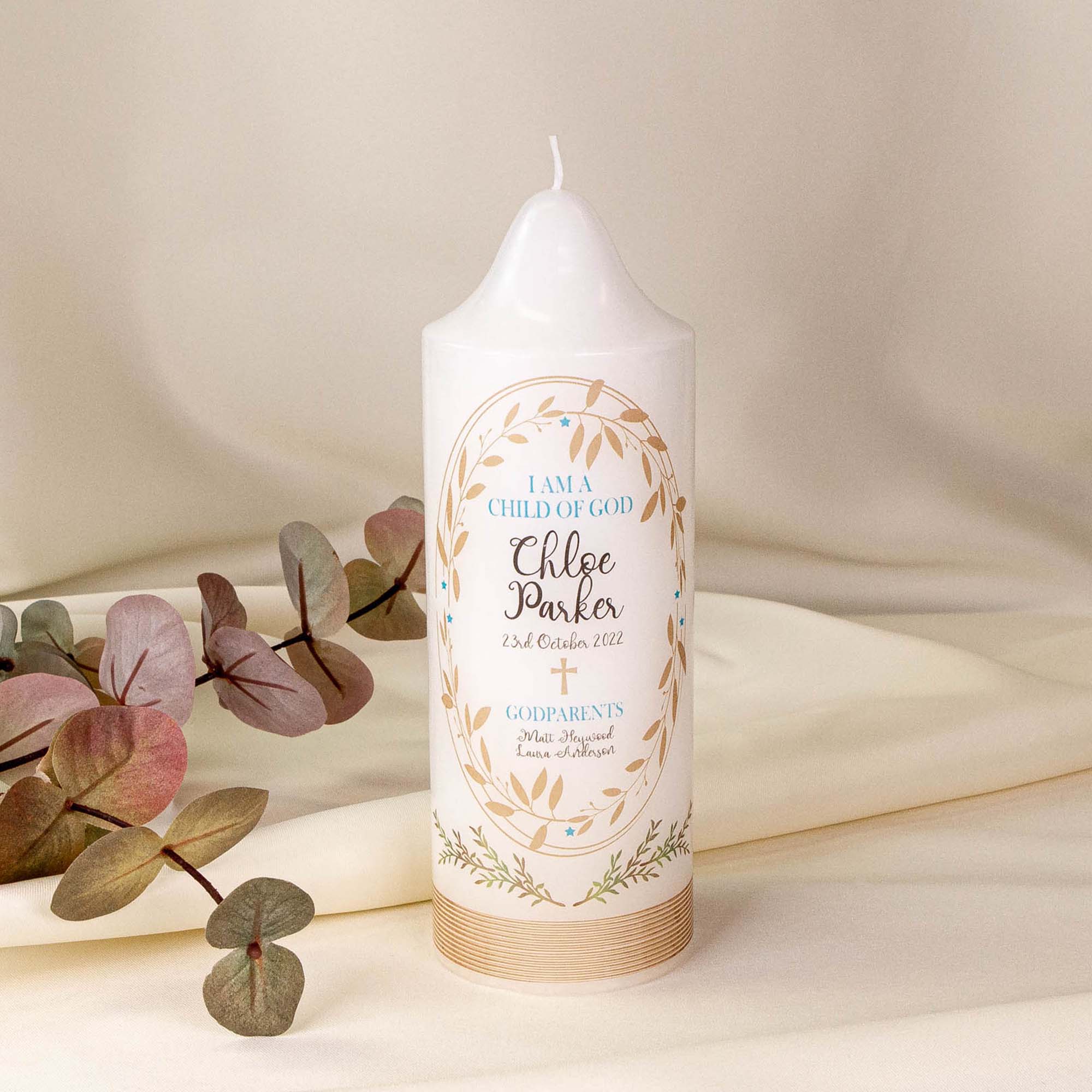 Personalised Baptism Christening Candle - Personalised Candle - Younique Gifts Melbourne