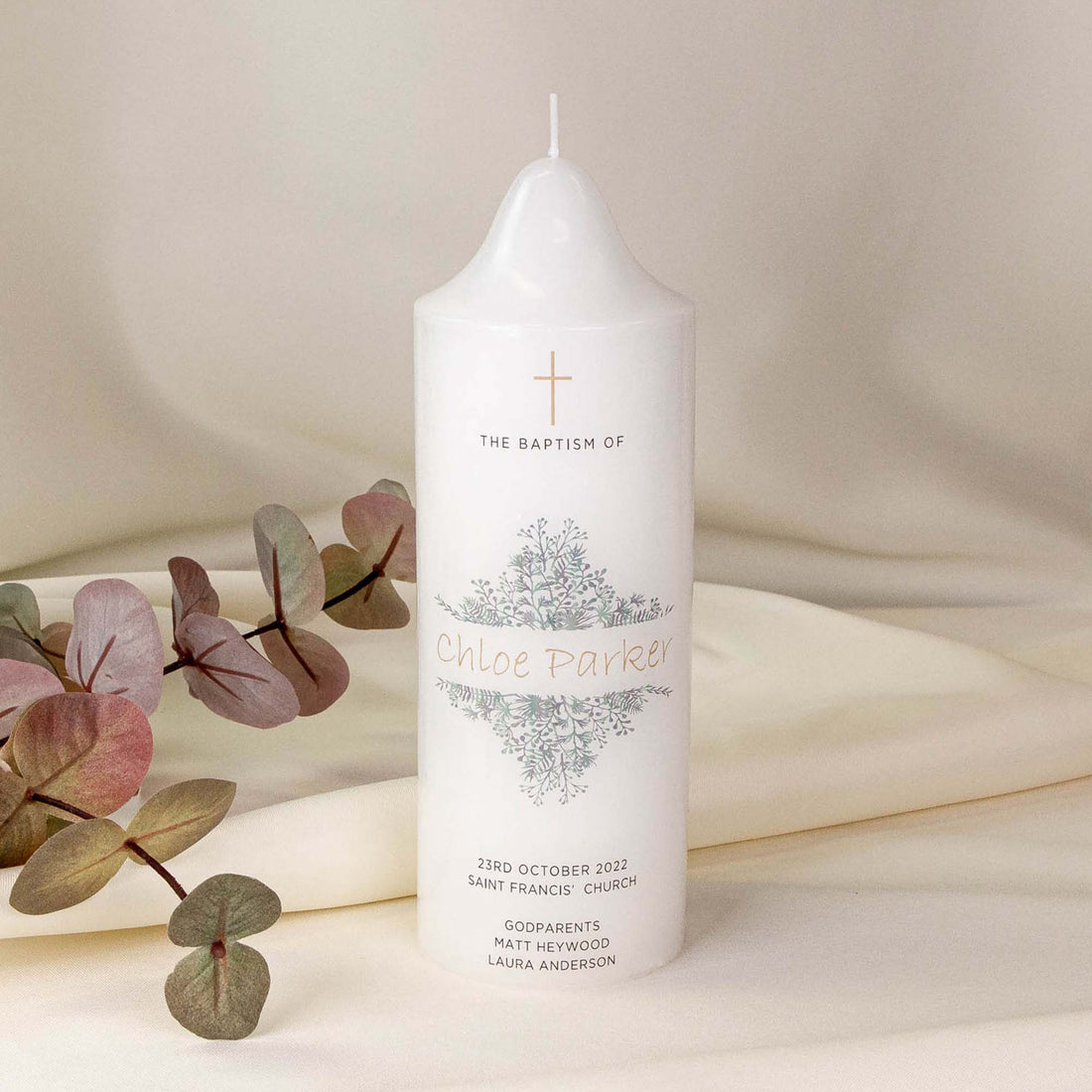 Personalised Baptism Christening Candle - Personalised Candle - Younique Gifts Melbourne