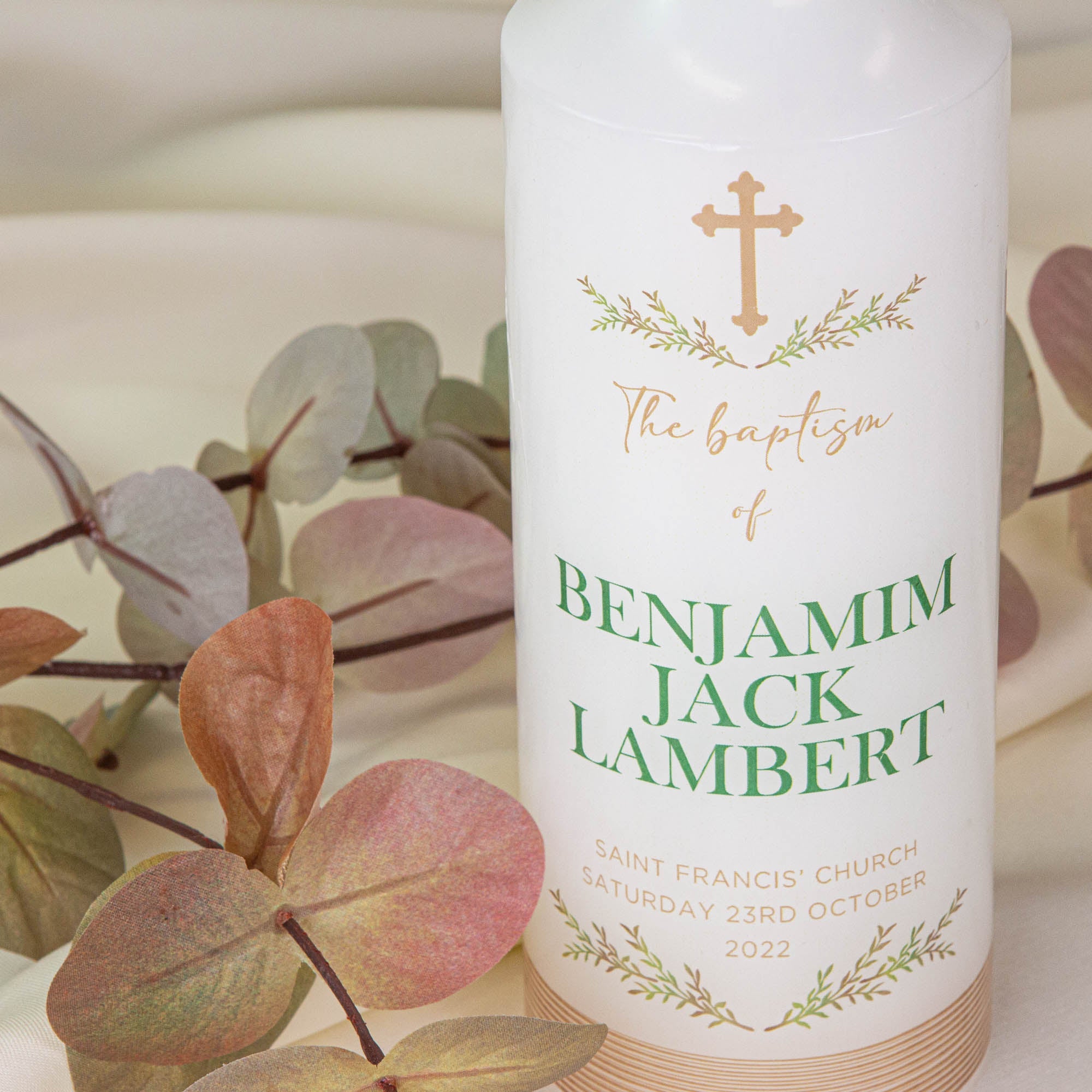 Personalised Baptism Christening Candle - Personalised Candle - Younique Gifts Melbourne