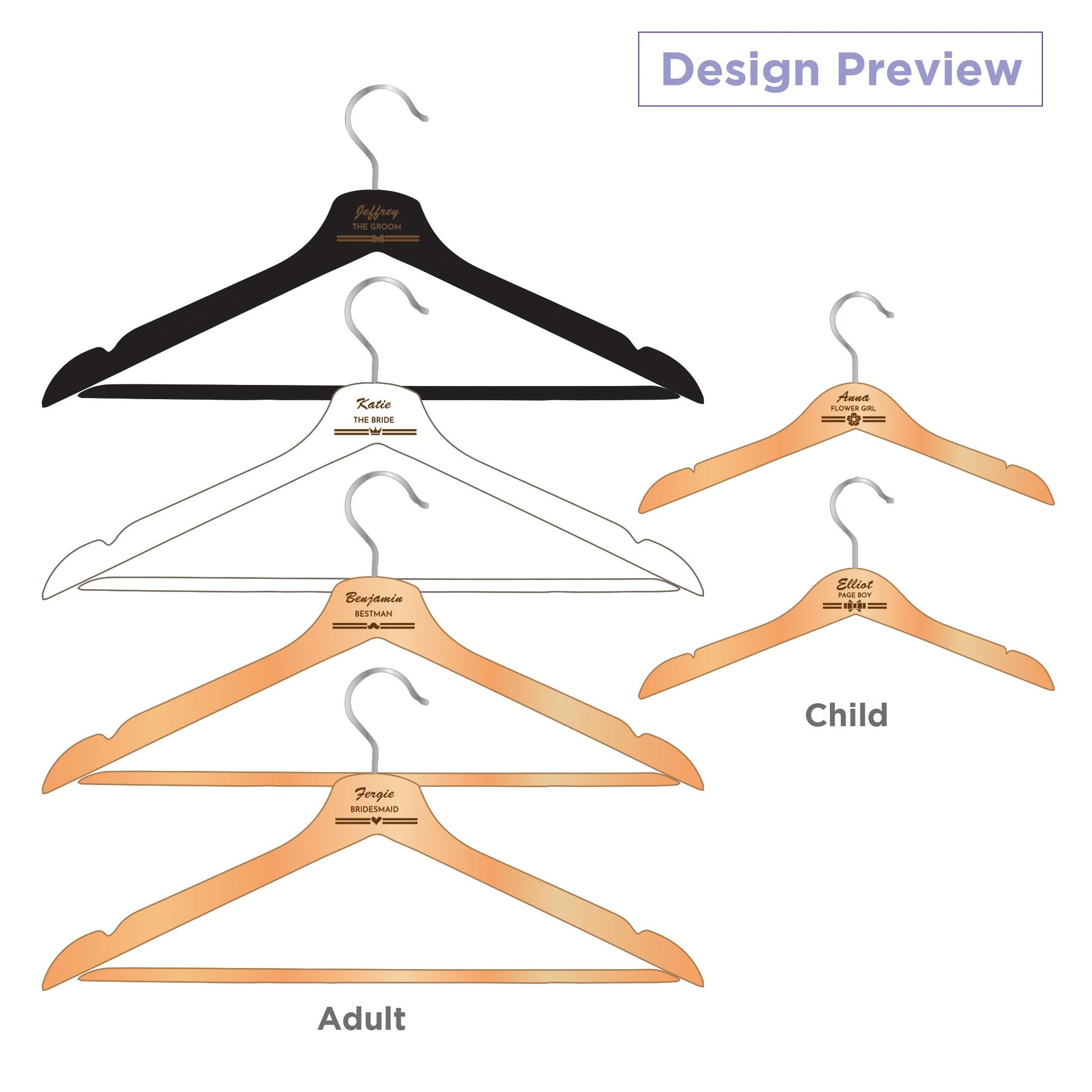 Personalised Coat Hanger, Bridesmaid Dress Hanger, Wedding Dress Hanger - Personalised - Younique Gifts Melbourne