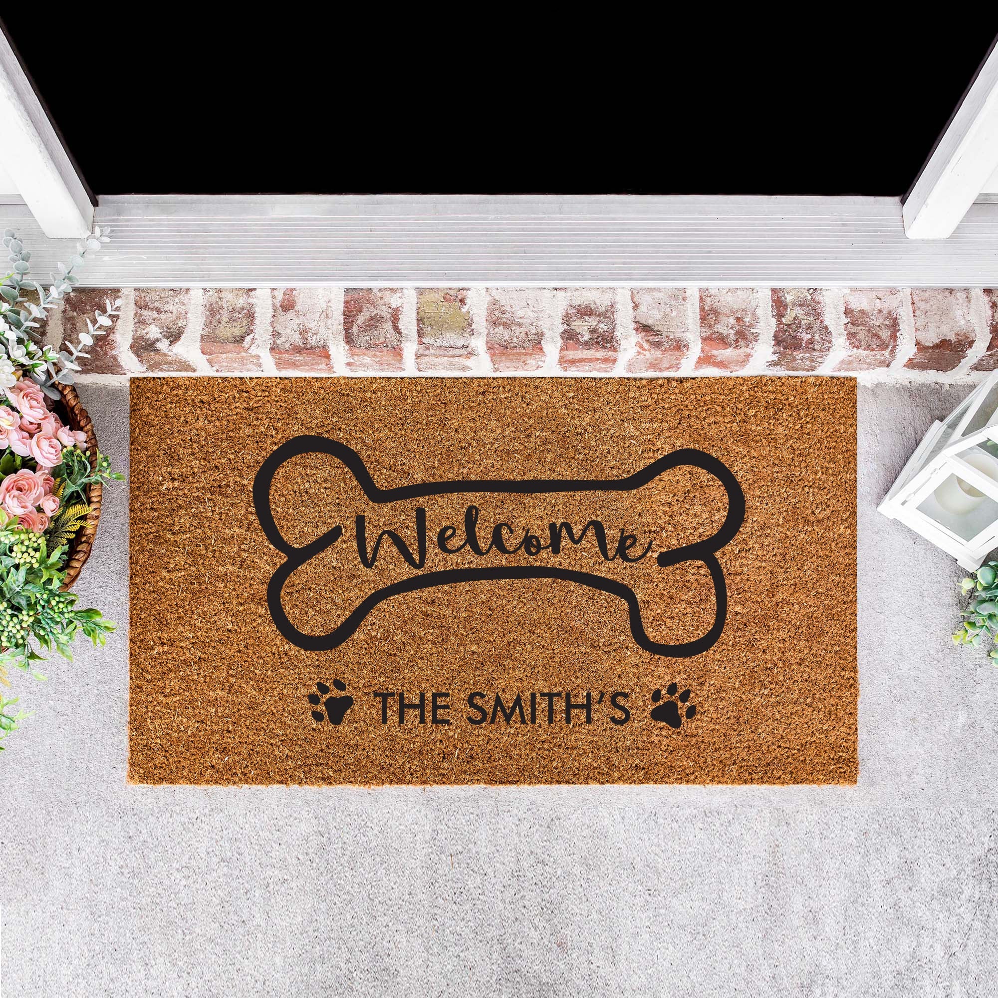 Personalised Family Name Doormat with a Bone [Smi] - Personalised - Younique Gifts Melbourne