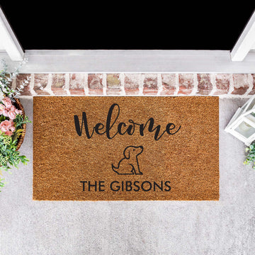 Personalised Family Name Doormat with a Dog - Personalised - Younique Gifts Melbourne