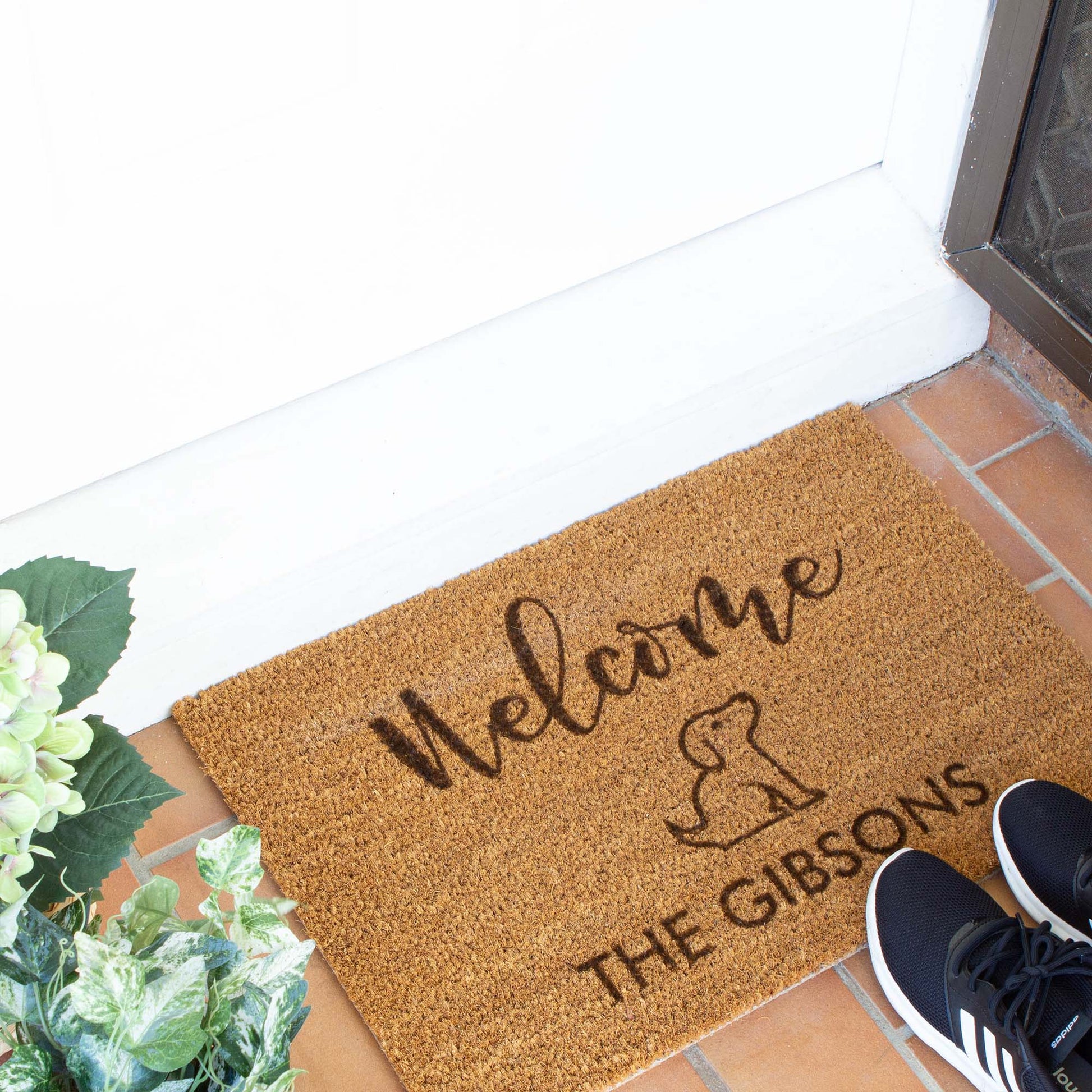 Personalised Family Name Doormat with a Dog - Personalised - Younique Gifts Melbourne