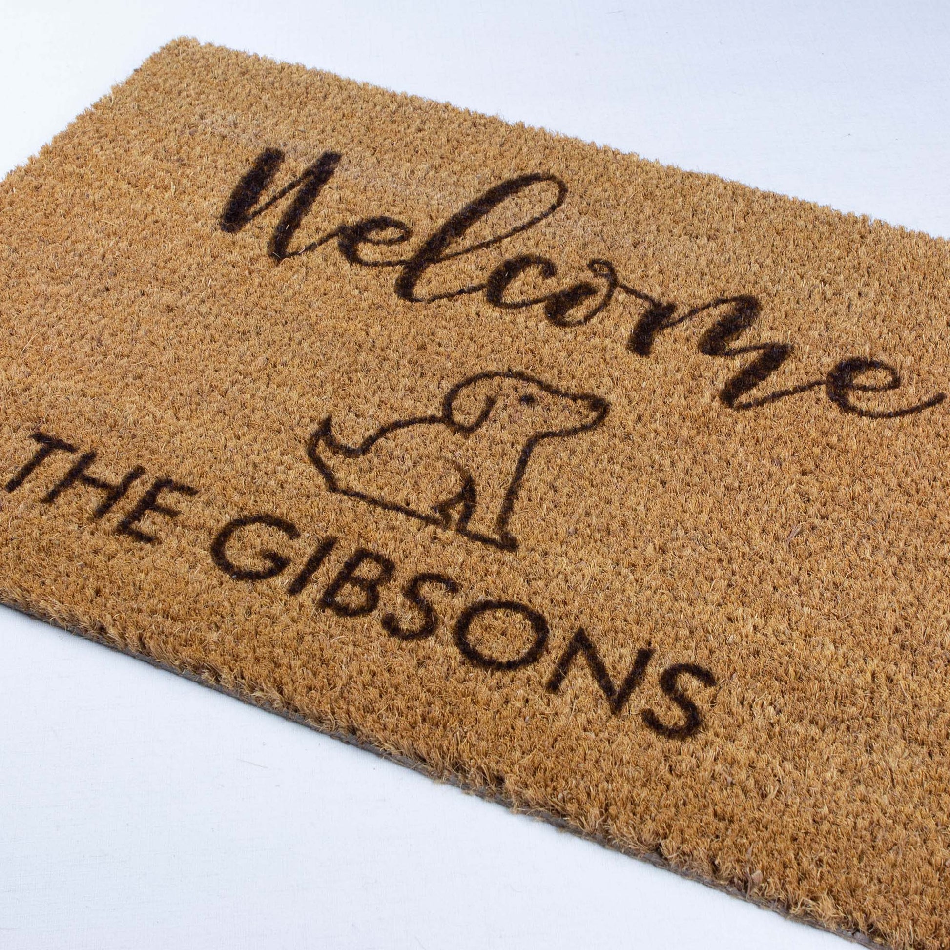 Personalised Family Name Doormat with a Dog - Personalised - Younique Gifts Melbourne