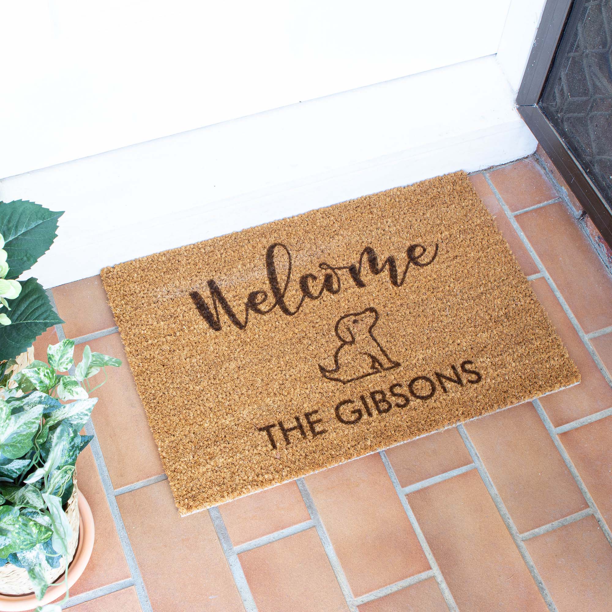 Personalised Family Name Doormat with a Dog - Personalised - Younique Gifts Melbourne