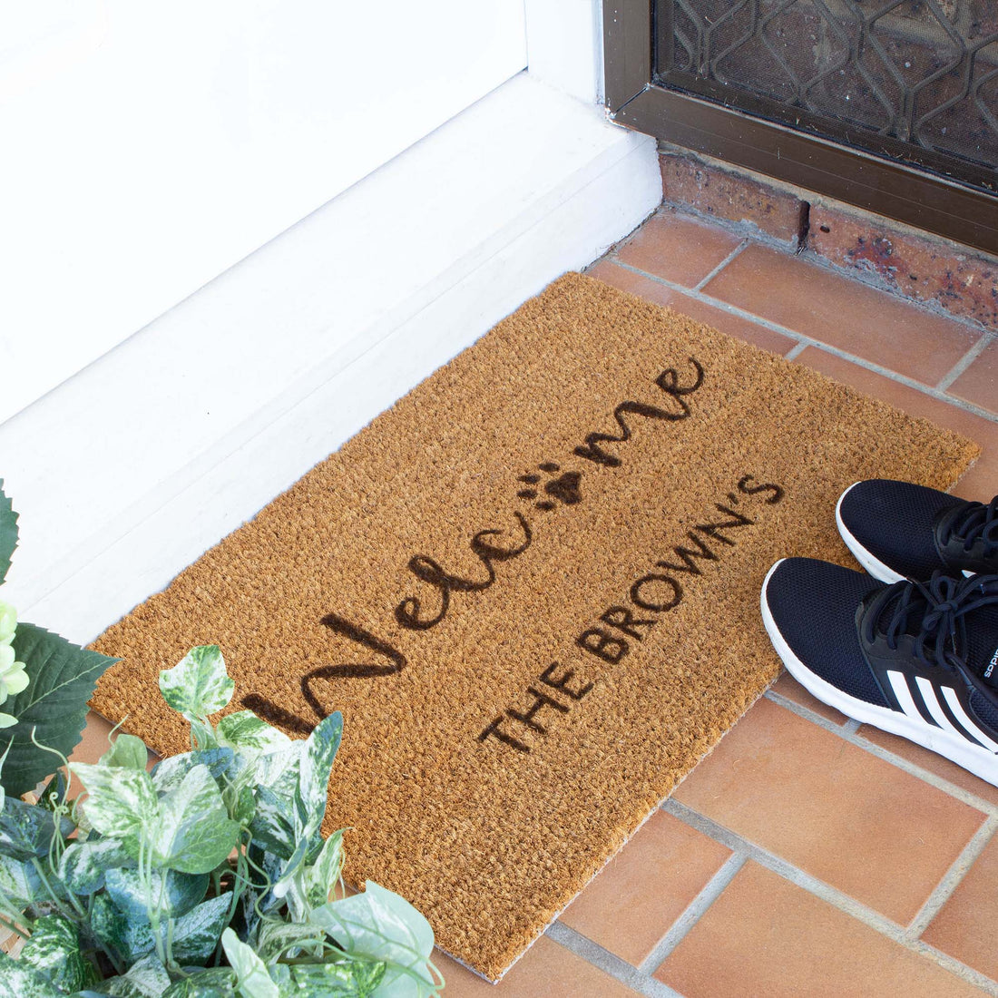 Personalised Family Name Doormat with Dog Paw [Brown] - Personalised - Younique Gifts Melbourne