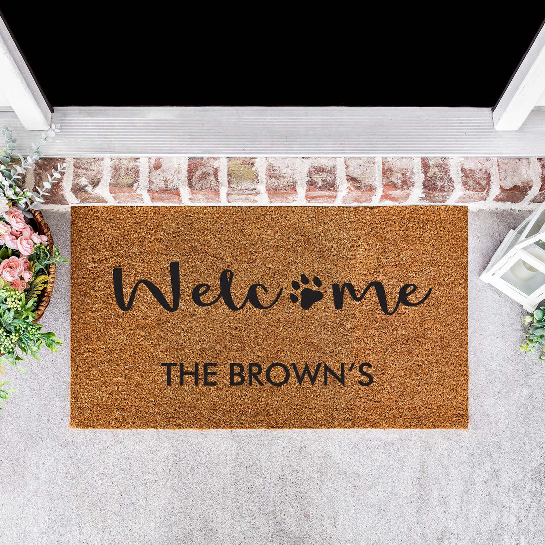 Personalised Family Name Doormat with Dog Paw [Brown] - Personalised - Younique Gifts Melbourne
