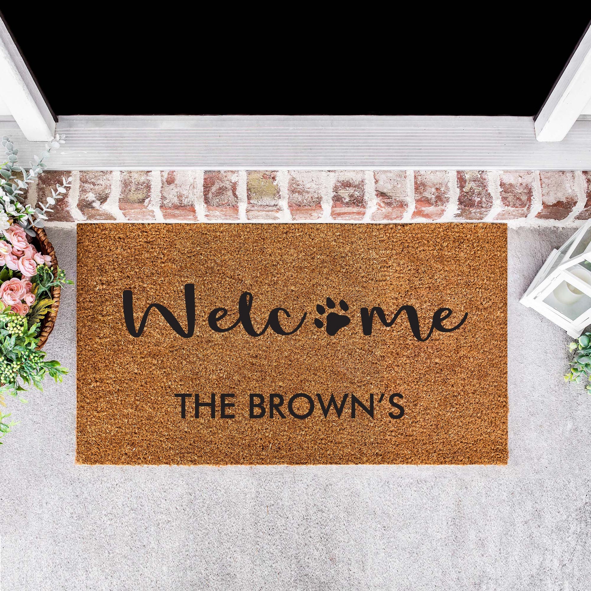 Personalised Family Name Doormat with Dog Paw [Brown] - Personalised - Younique Gifts Melbourne