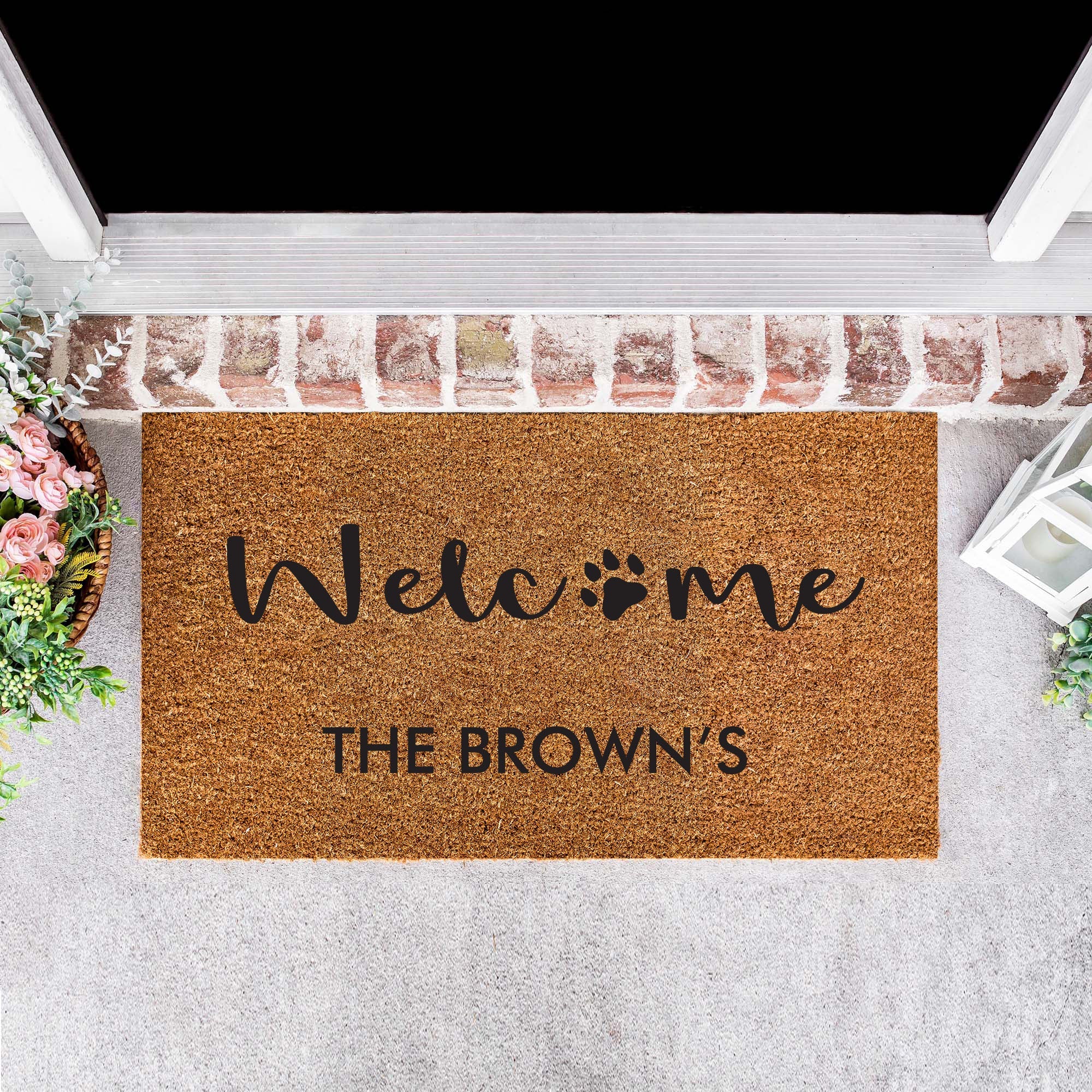 Personalised Family Name Doormat with Dog Paw [Brown] - Personalised - Younique Gifts Melbourne