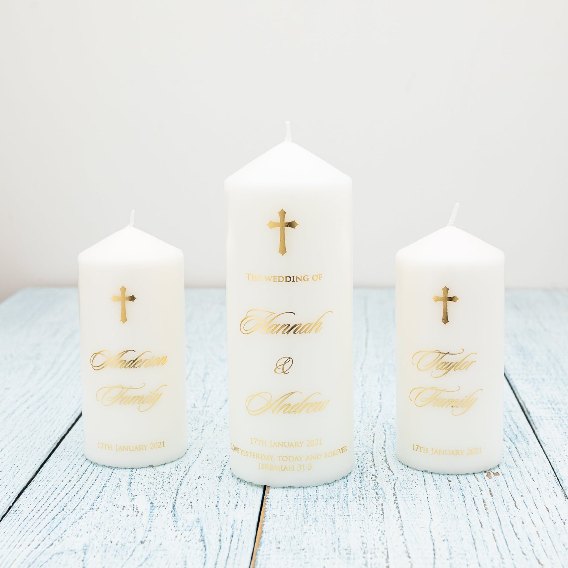 Personalised Gold Foil Wedding Unity Candle Australia - Personalised Candle - Younique Gifts Melbourne