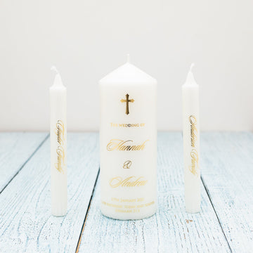 Personalised Gold Foil Wedding Unity Candle Australia - Personalised Candle - Younique Gifts Melbourne