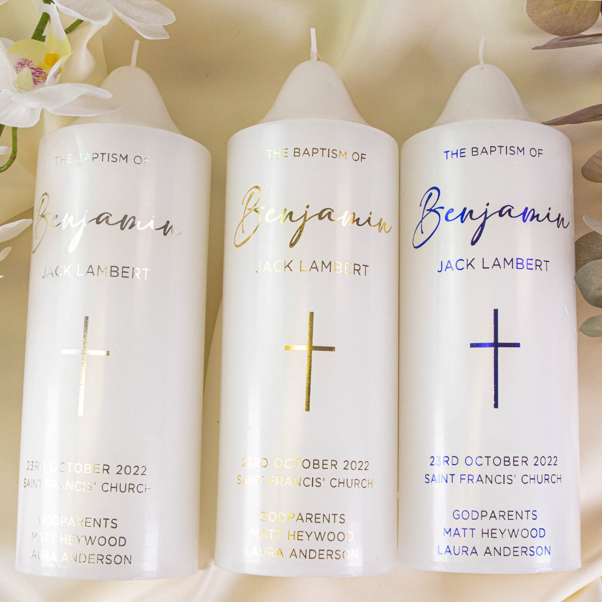 Personalised Real Foil Baptism, Christening Candle - Personalised Candle - Younique Gifts Melbourne