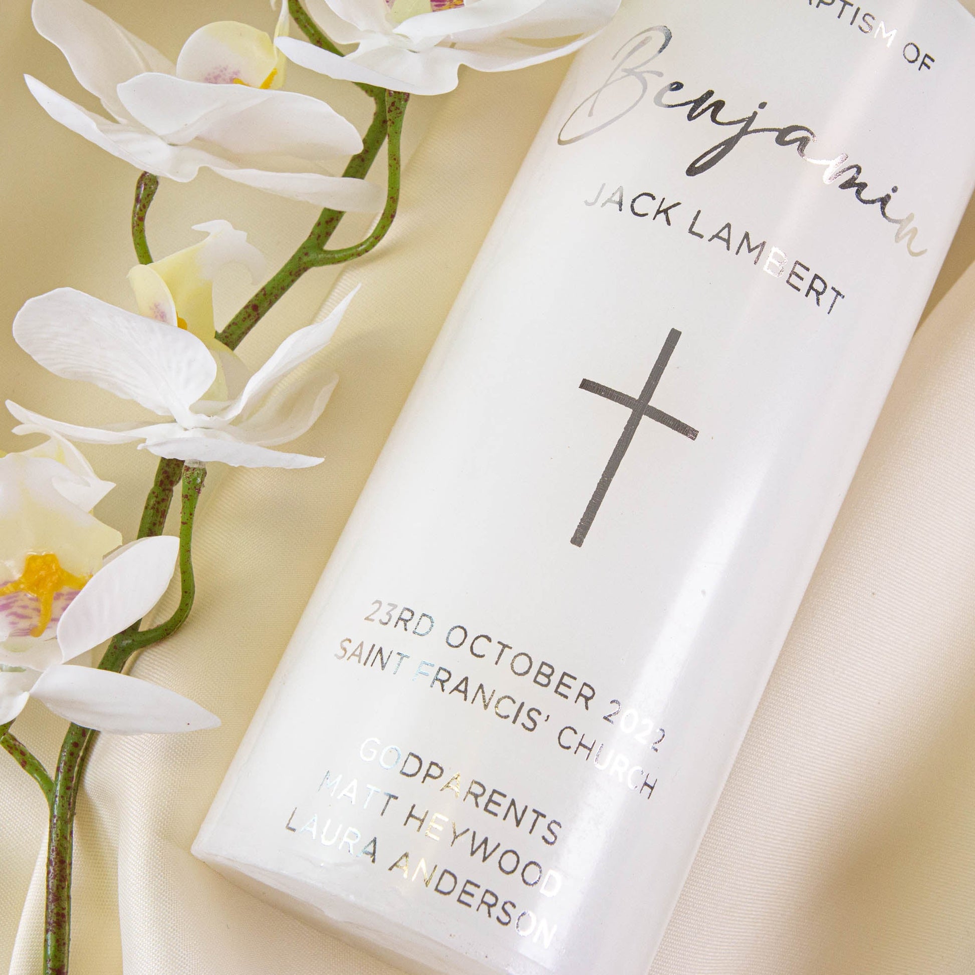 Personalised Real Foil Baptism, Christening Candle - Personalised Candle - Younique Gifts Melbourne