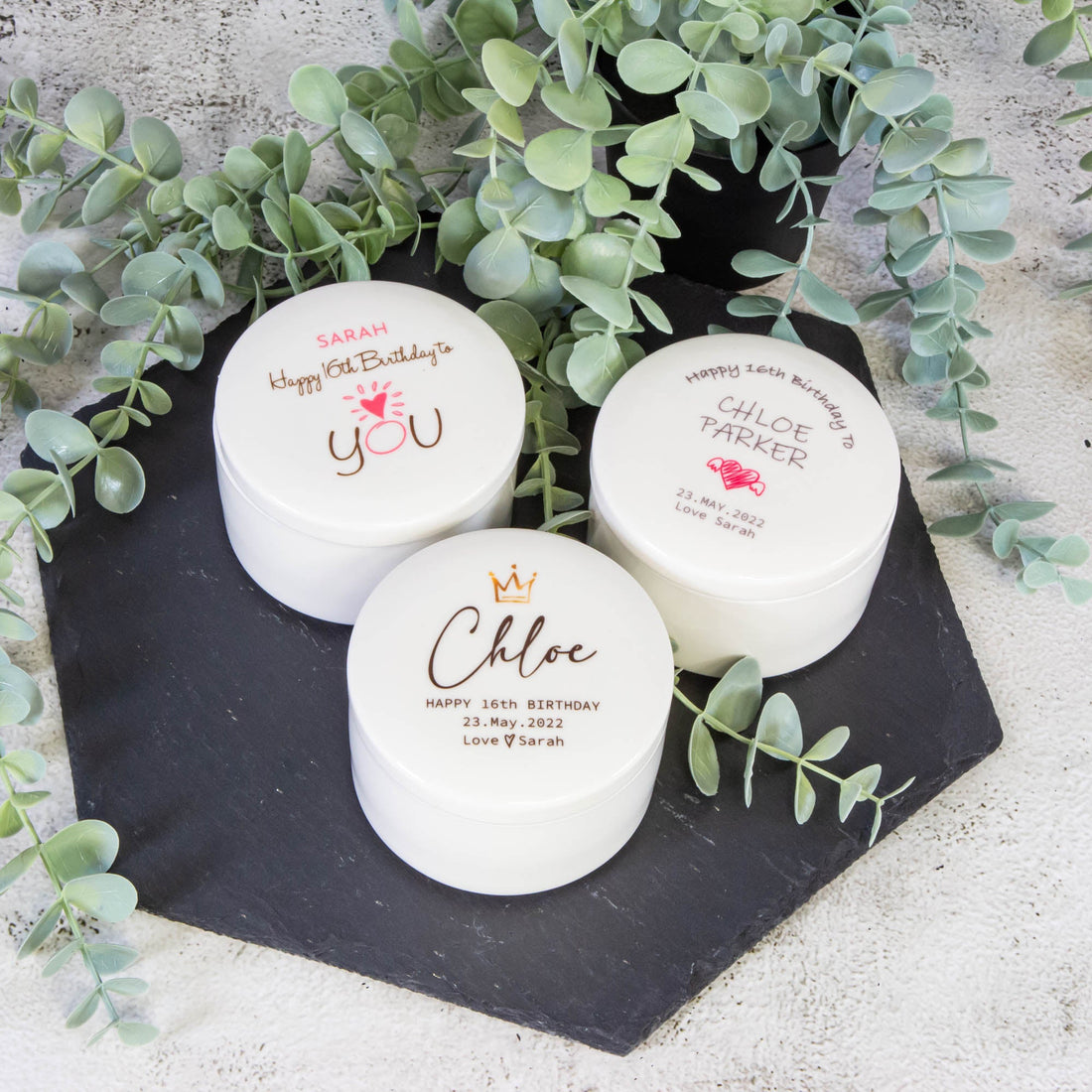 Personalised Round Keepsake box - Birthday Gift Custom Jewelry box - Personalised Jewellery Box - Younique Gifts Melbourne