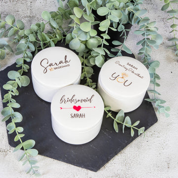 Personalised Round Keepsake box - Bridesmaid and Maid of honour Gift, Wedding Gift, Birthday gift Custom Jewellery box - Personalised Jewellery Box - Younique Gifts Melbourne