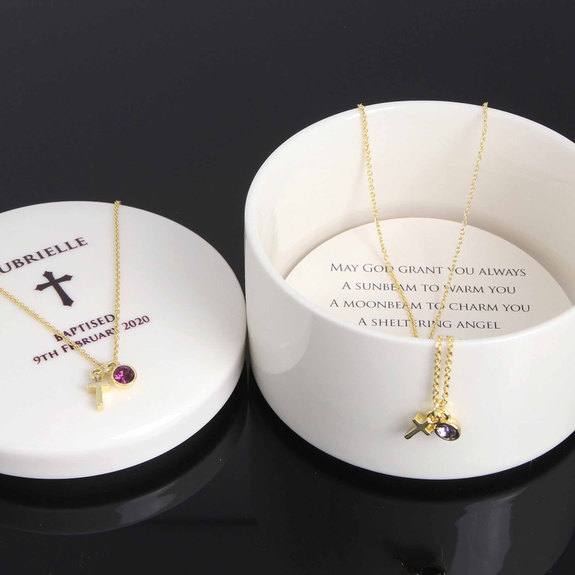 Personalised Round Keepsake box - Christening Baptism First Communion Confirmation day Jewellery box - Personalised Jewellery Box - Younique Gifts Melbourne