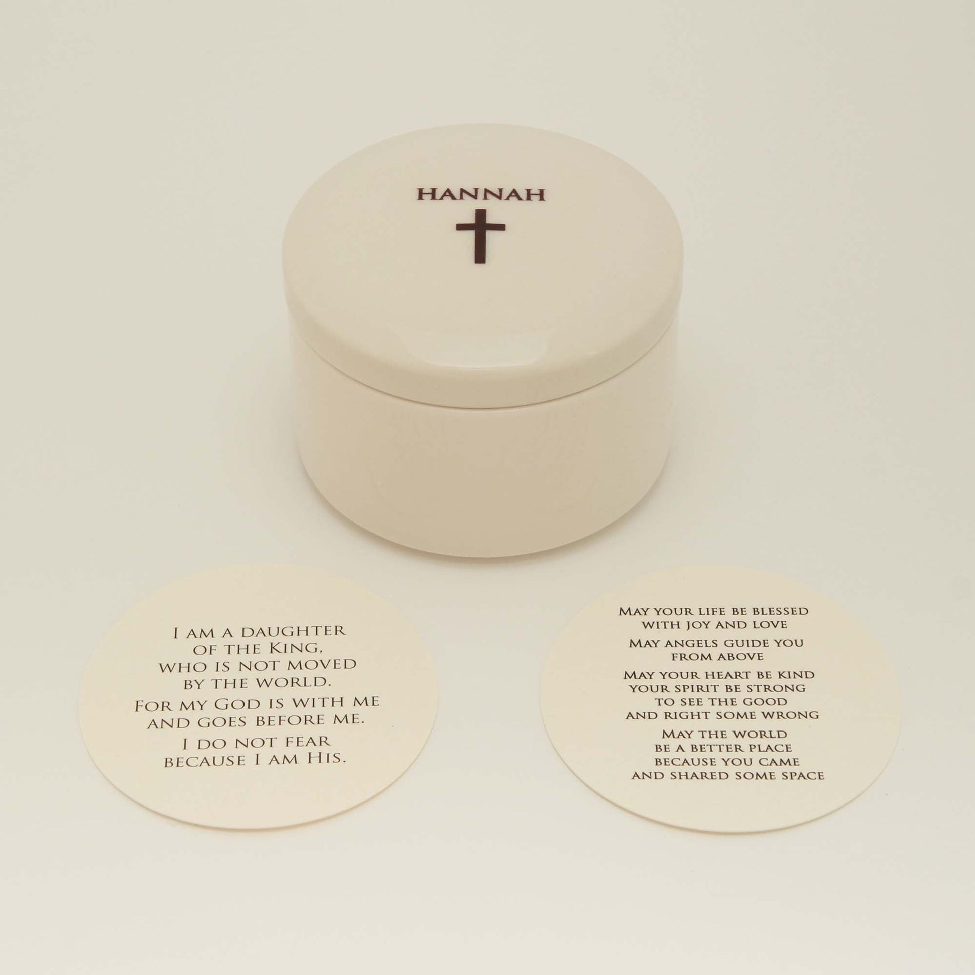 Personalised Round Keepsake box - Christening Baptism First Communion Confirmation day Jewellery box - Personalised Jewellery Box - Younique Gifts Melbourne