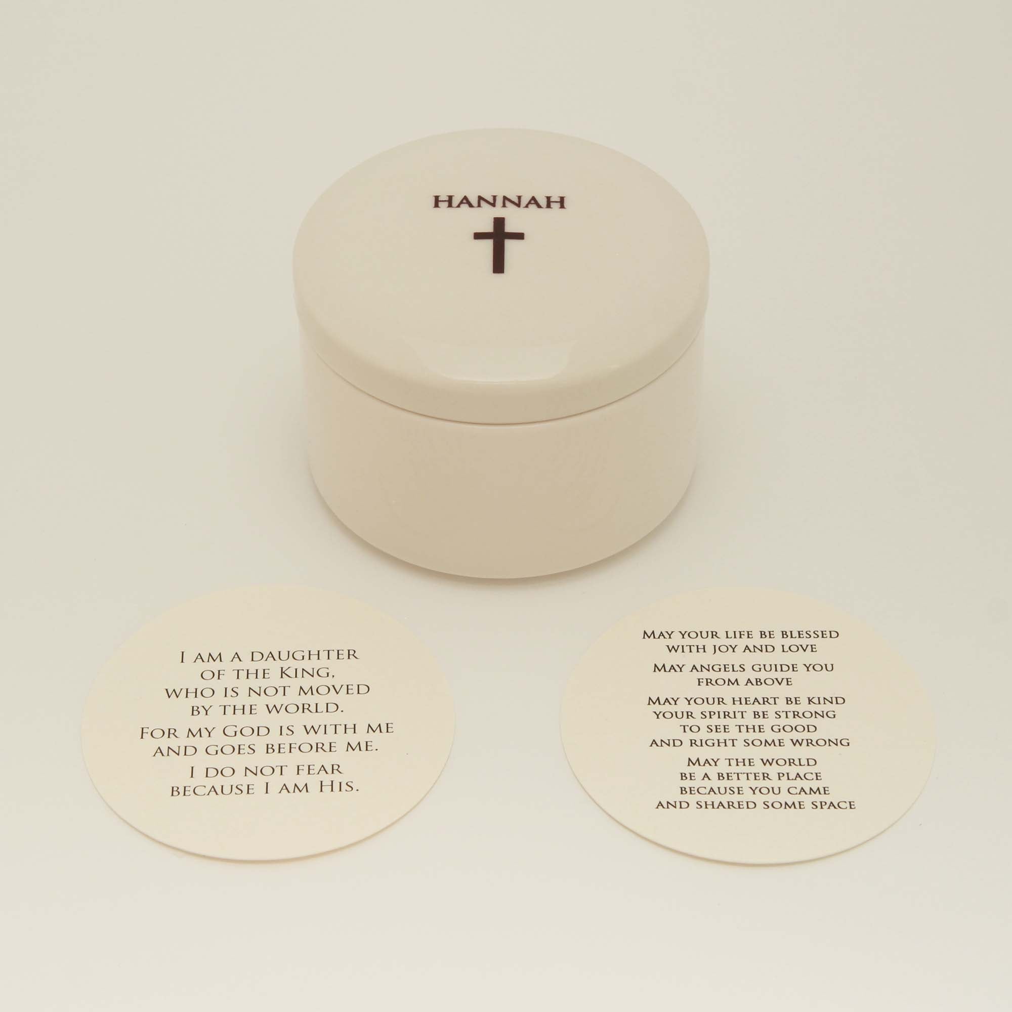 Personalised Round Keepsake box - Christening Baptism First Communion Confirmation day Jewellery box - Personalised Jewellery Box - Younique Gifts Melbourne