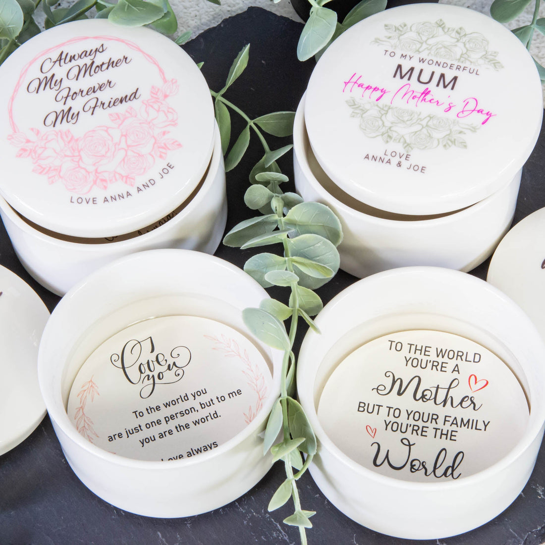 Personalised Round Keepsake box - Mother's day, Mom's birthday gift idea Custom Jewellery box - Younique Gifts