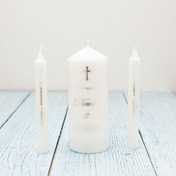 Personalised Silver Foil Wedding Candle, Wedding Unity Candles - Personalised Candle - Younique Gifts Melbourne