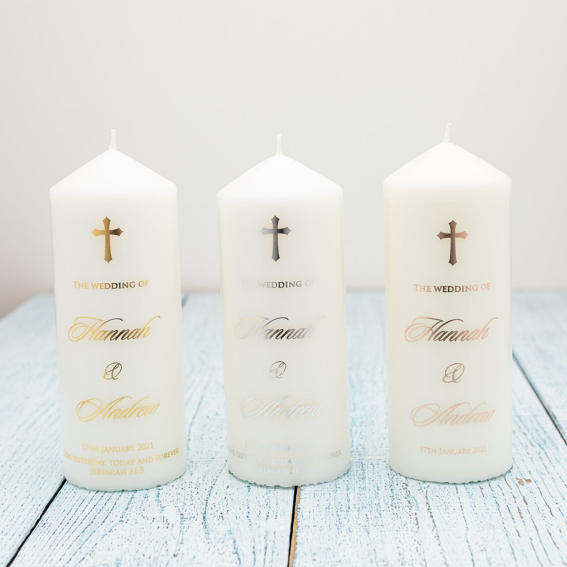 Personalised Silver Foil Wedding Candle, Wedding Unity Candles - Personalised Candle - Younique Gifts Melbourne
