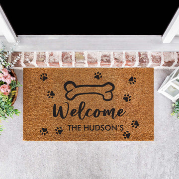 Personalised Welcome Family Name Doormat with Dog Paws [Huds] - Personalised - Younique Gifts Melbourne