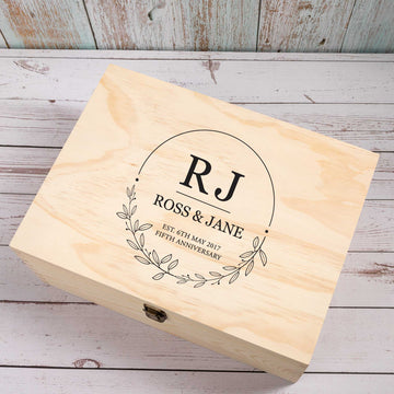Personalised Wooden Keepsake box, 5th Anniversary Gift - Personalised Keepsake Box - Younique Gifts Melbourne