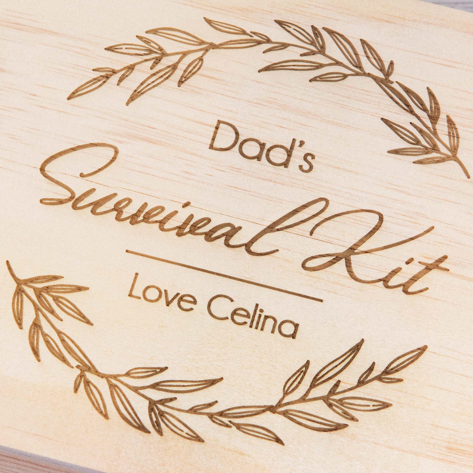Personalised Wooden Keepsake box, Father's day Dad's survival kit - Personalised Keepsake Box - Younique Gifts Melbourne