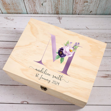 Personalised Wooden Keepsake box, New born Baby Gift - Younique Gifts