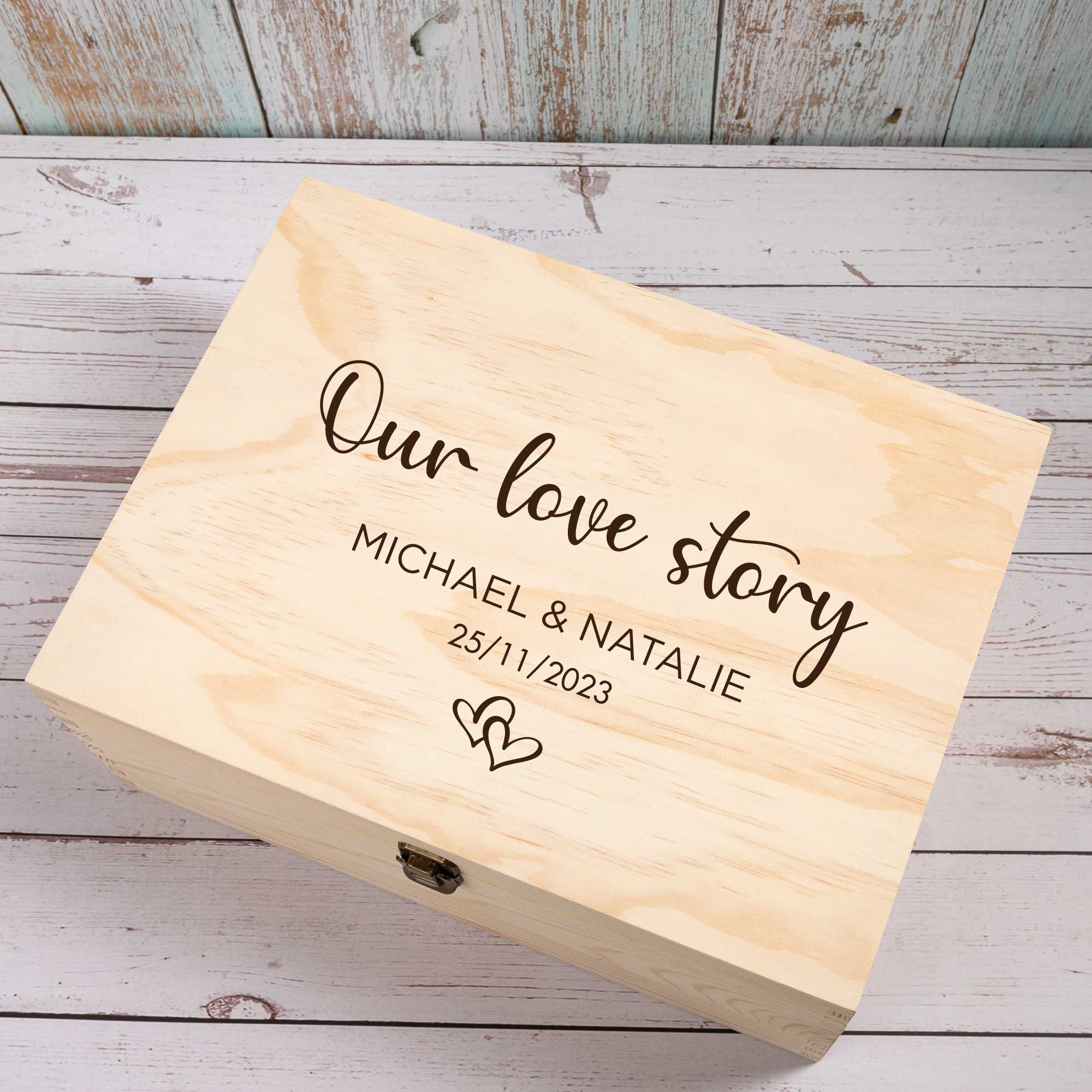 Personalised Wooden Keepsake box, Newly Wedding, Couple Gift - Personalised Keepsake Box - Younique Gifts Melbourne