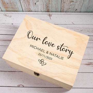 Personalised Wooden Keepsake box, Newly Wedding, Couple Gift - Personalised Keepsake Box - Younique Gifts Melbourne