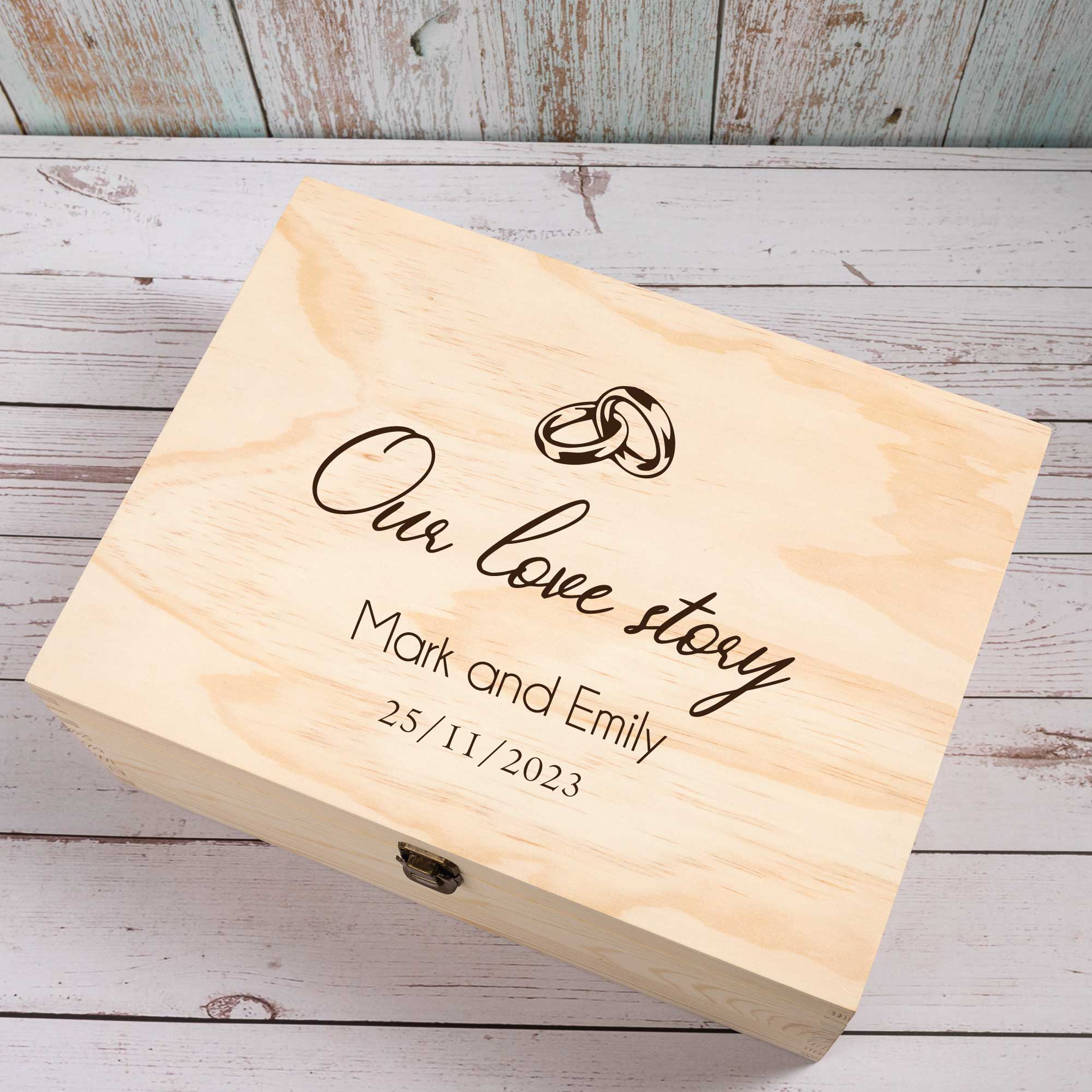Personalised Wooden Keepsake box, Newly Wedding, Couple Gift - Personalised Keepsake Box - Younique Gifts Melbourne