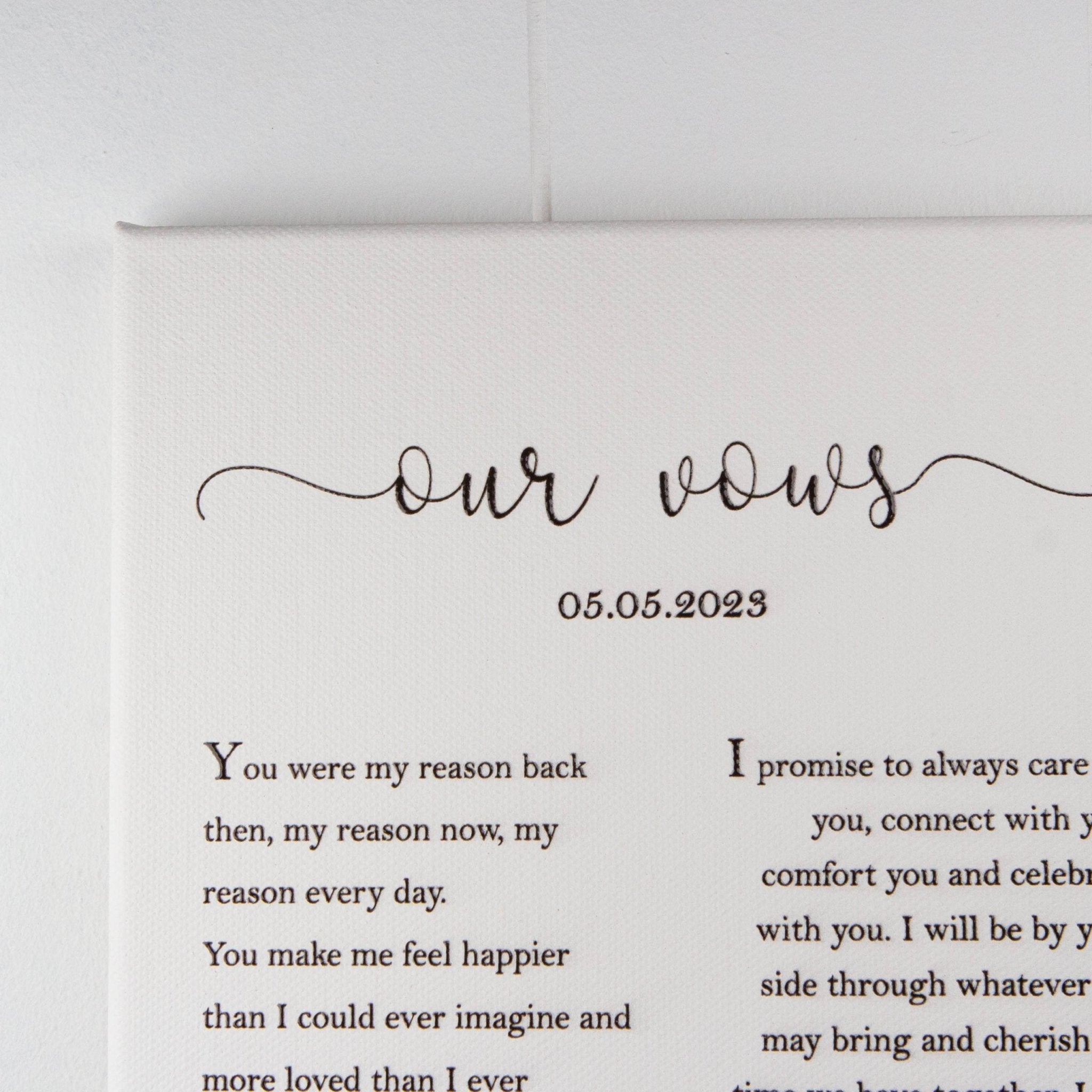 Printed canvas Wedding vows printed, Couple gift, Wedding anniversary gift - Personalised Printed canvas - Younique Gifts Melbourne