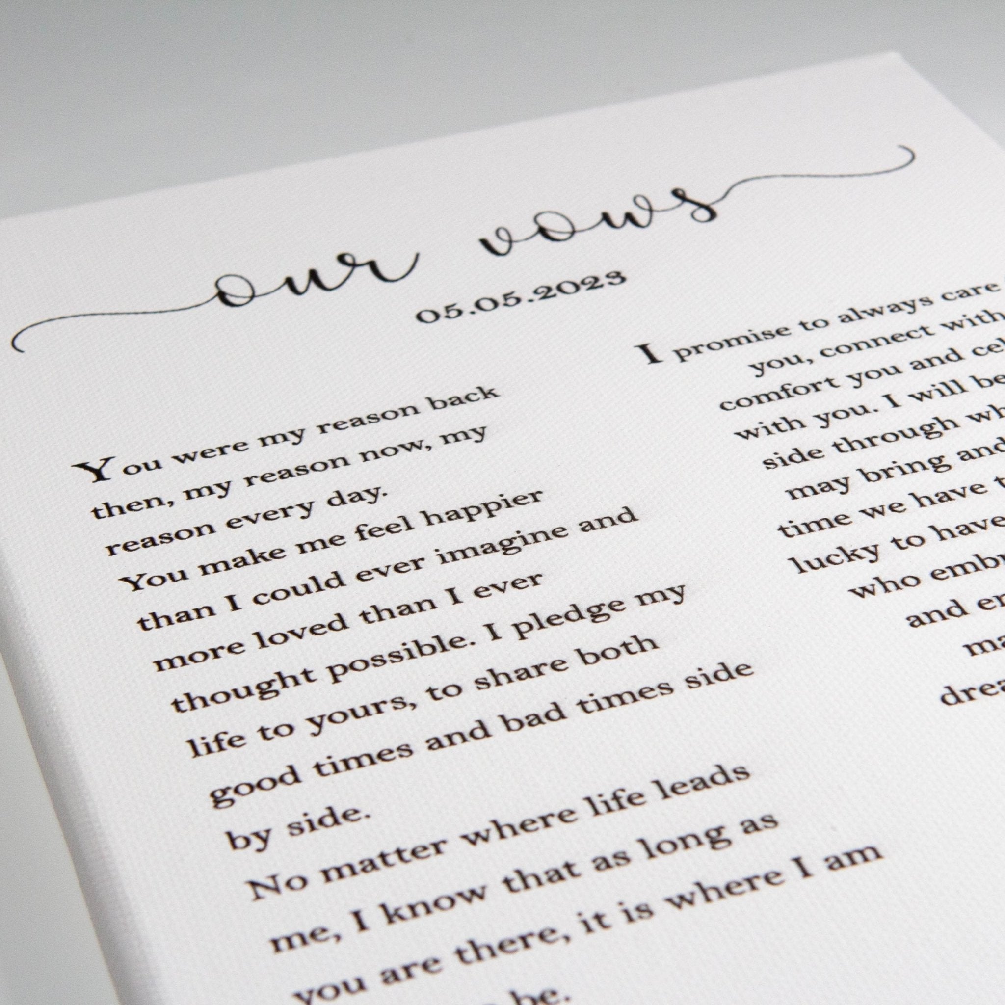 Printed canvas Wedding vows printed, Couple gift, Wedding anniversary gift - Personalised Printed canvas - Younique Gifts Melbourne