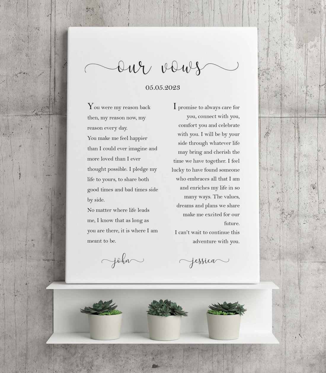 Printed canvas Wedding vows printed, Couple gift, Wedding anniversary gift - Personalised Printed canvas - Younique Gifts Melbourne