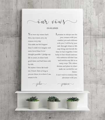 Printed canvas Wedding vows printed, Couple gift, Wedding anniversary gift - Personalised Printed canvas - Younique Gifts Melbourne