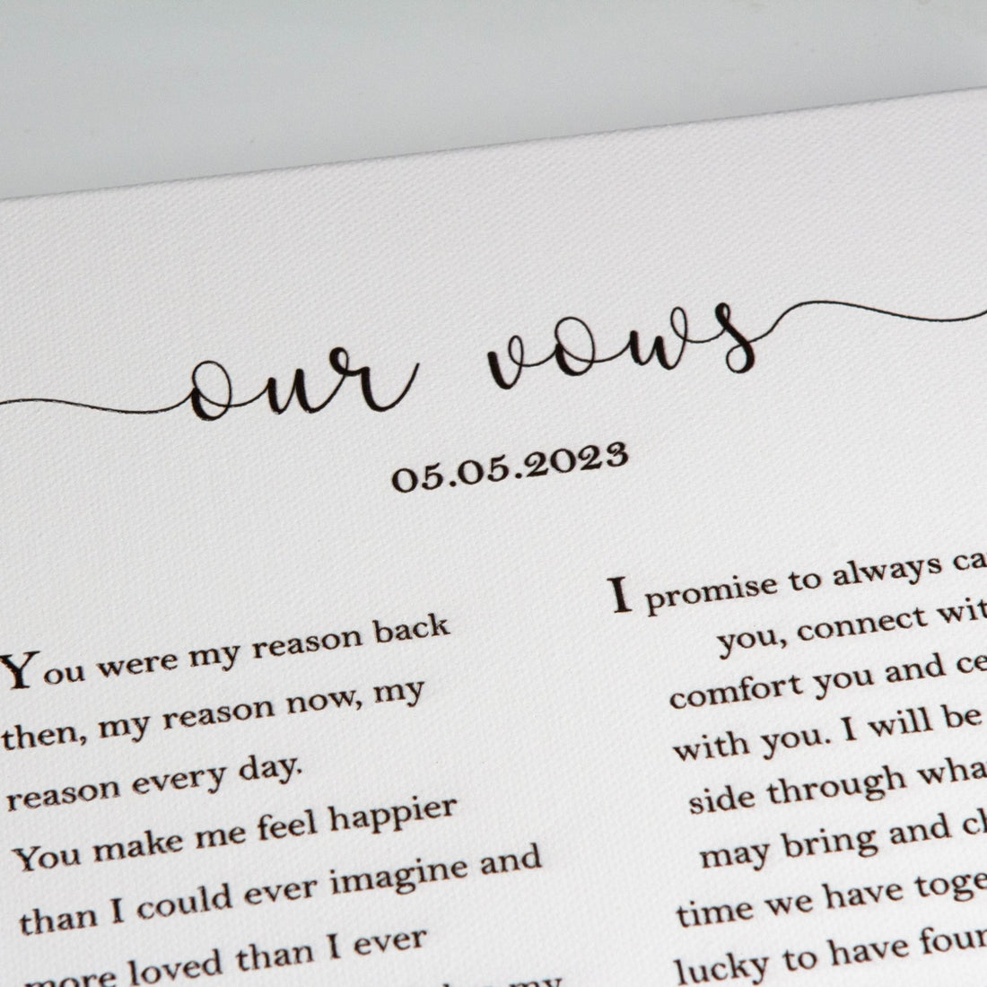 Printed canvas Wedding vows printed, Couple gift, Wedding anniversary gift - Personalised Printed canvas - Younique Gifts Melbourne