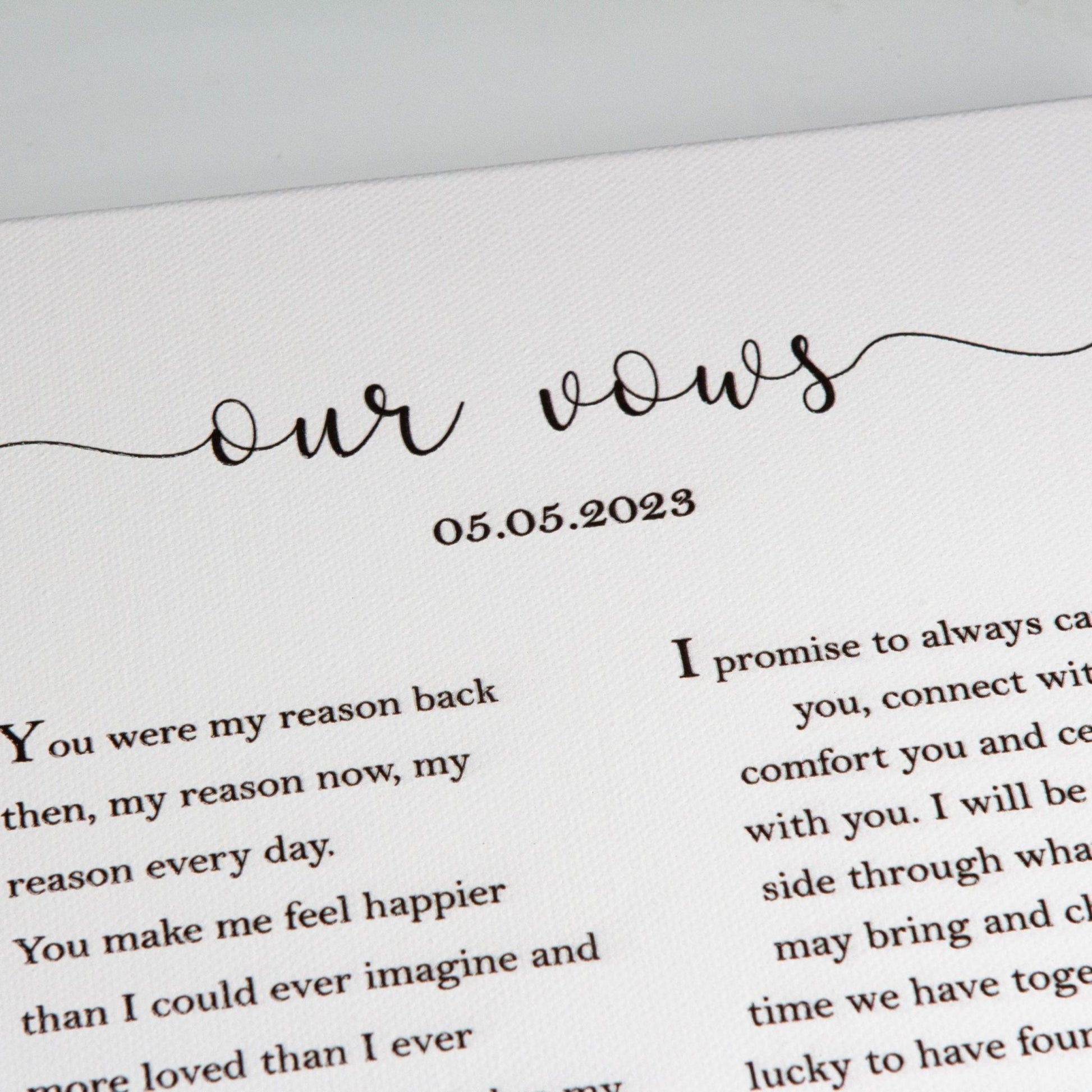 Printed canvas Wedding vows printed, Couple gift, Wedding anniversary gift - Personalised Printed canvas - Younique Gifts Melbourne