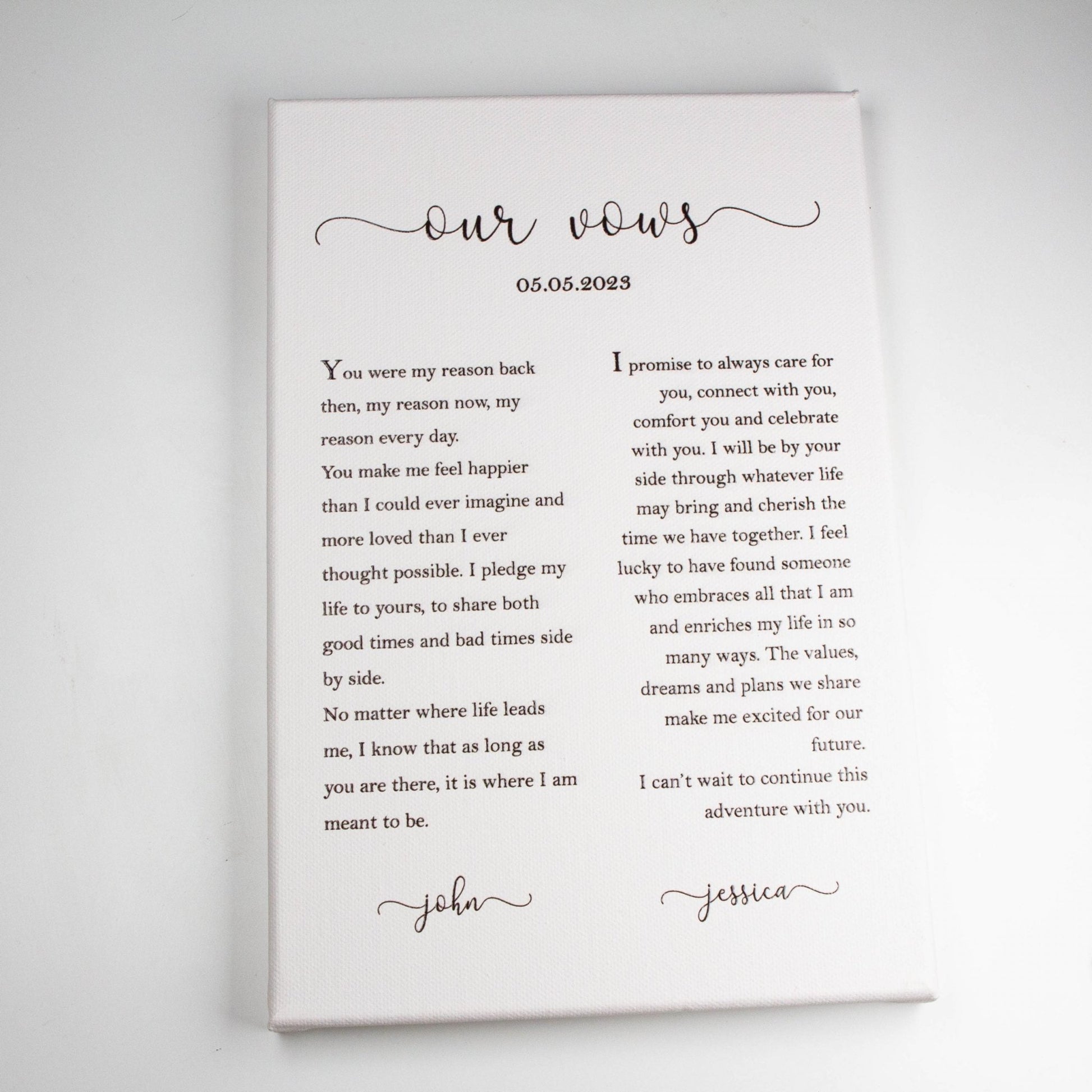 Printed canvas Wedding vows printed, Couple gift, Wedding anniversary gift - Personalised Printed canvas - Younique Gifts Melbourne