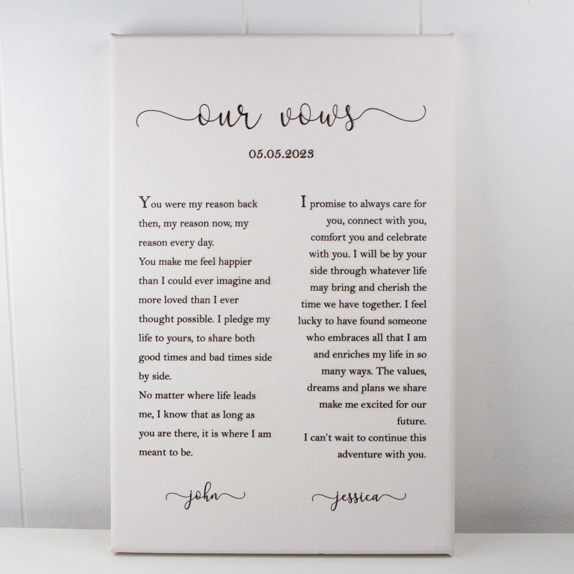 Printed canvas Wedding vows printed, Couple gift, Wedding anniversary gift - Personalised Printed canvas - Younique Gifts Melbourne