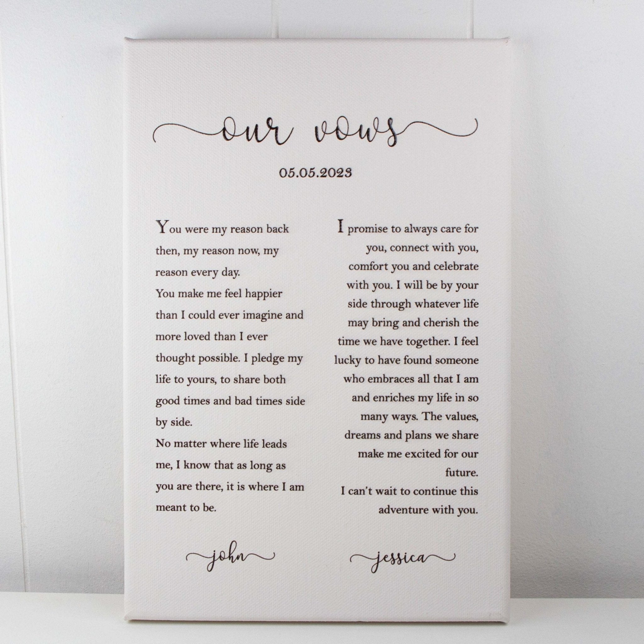 Printed canvas Wedding vows printed, Couple gift, Wedding anniversary gift - Personalised Printed canvas - Younique Gifts Melbourne
