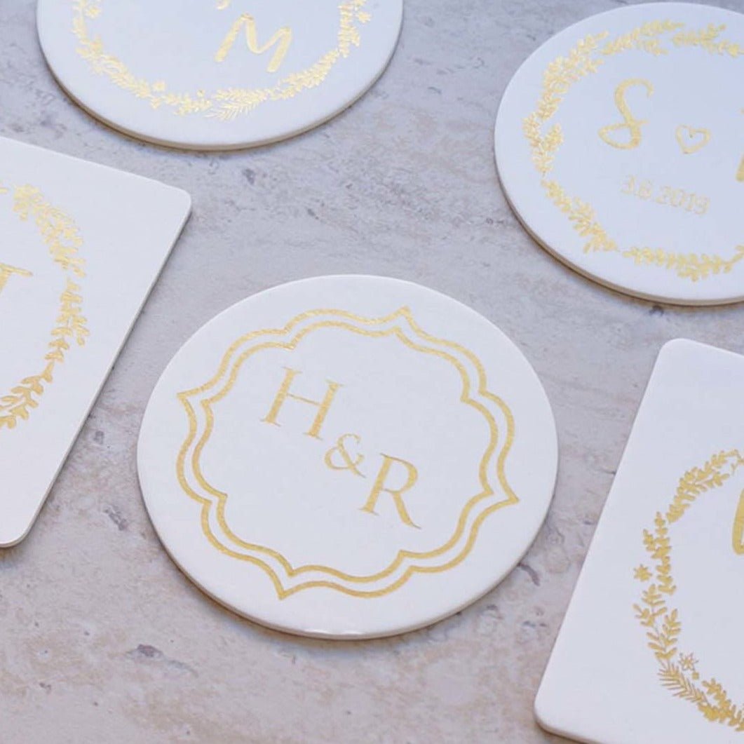 Real Foil Custom Coasters - Monogram, Initial, Personalised Coaster - Personalised Coasters - Younique Gifts Melbourne