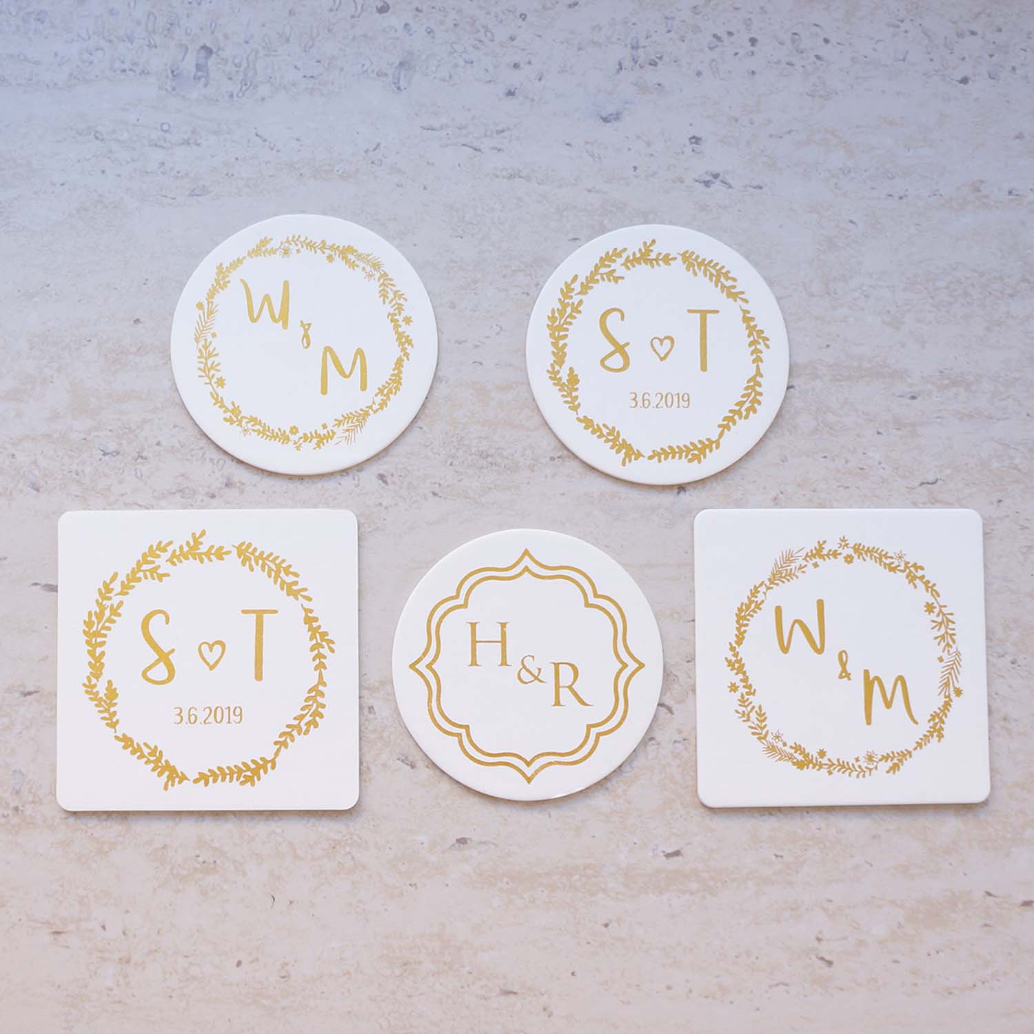 Real Foil Custom Coasters - Monogram, Initial, Personalised Coaster - Personalised Coasters - Younique Gifts Melbourne