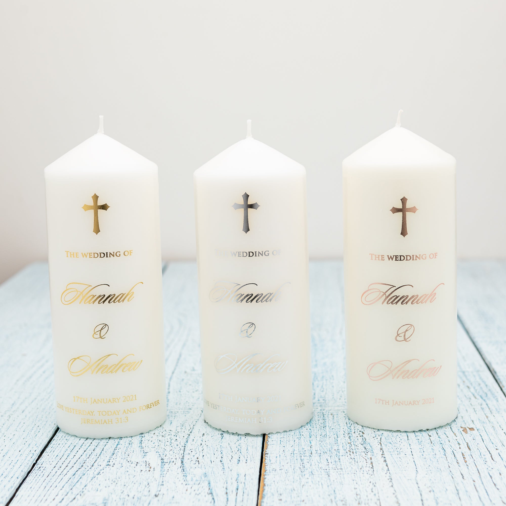 [ROSE GOLD] Personalised Real Foil Wedding Candle, Wedding Unity Candles - Personalised Candle - Younique Gifts Melbourne