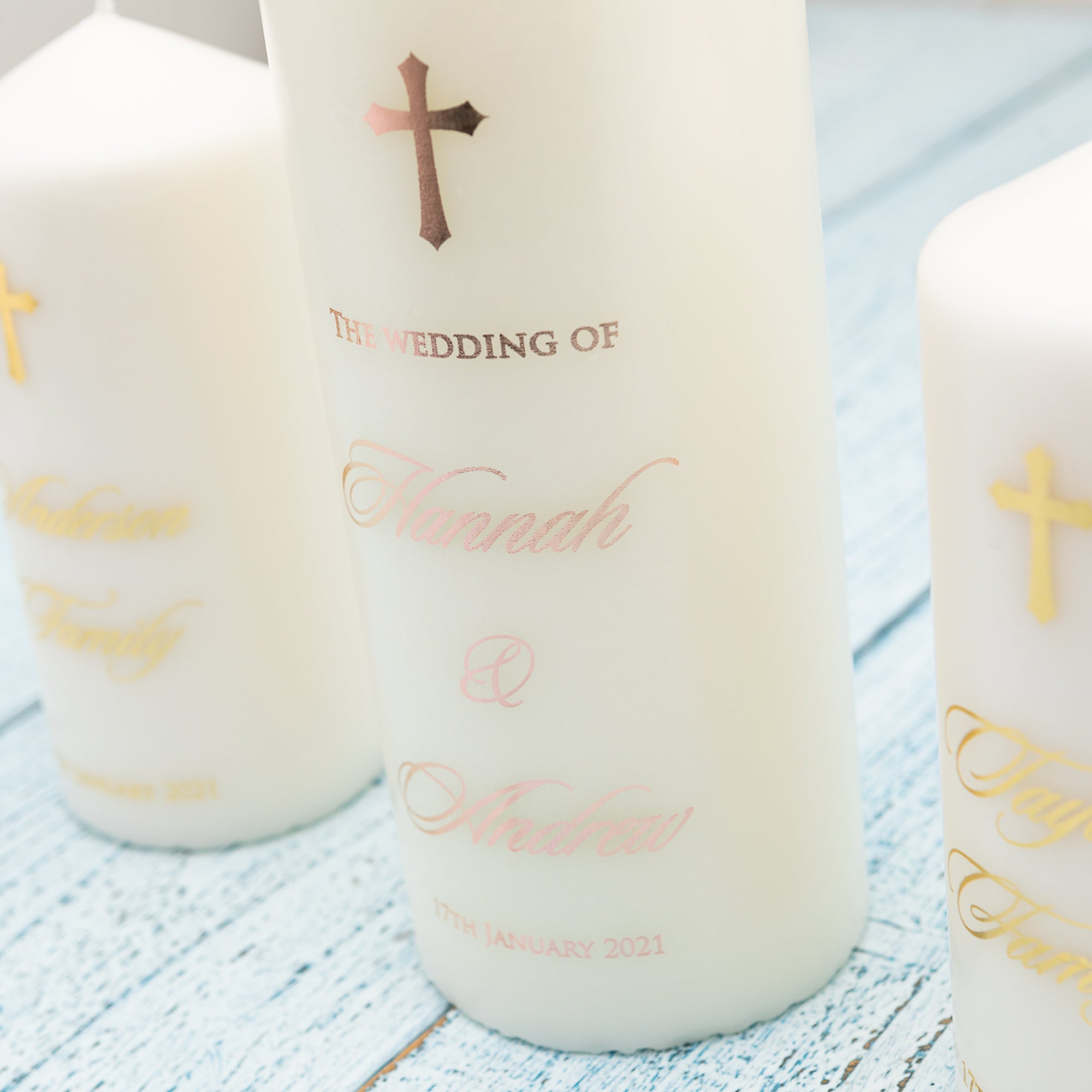 [ROSE GOLD] Personalised Real Foil Wedding Candle, Wedding Unity Candles - Personalised Candle - Younique Gifts Melbourne