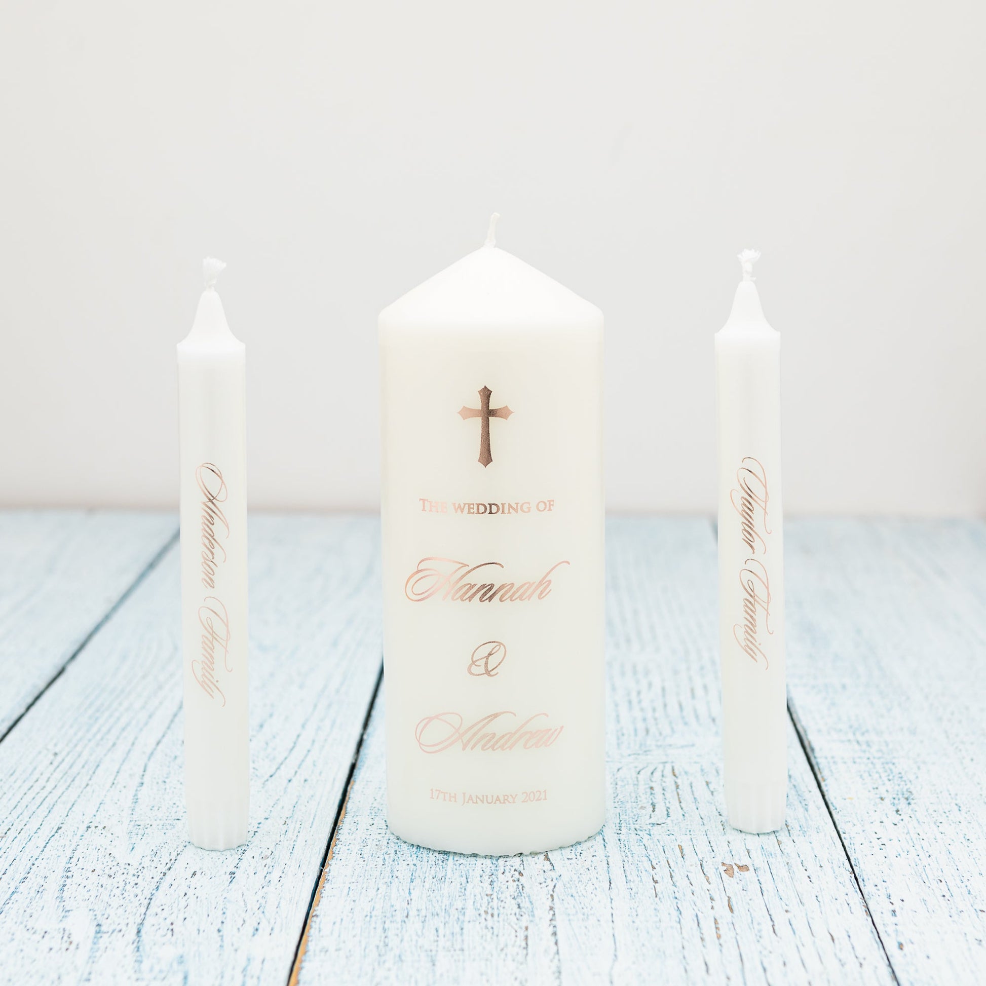 [ROSE GOLD] Personalised Real Foil Wedding Candle, Wedding Unity Candles - Personalised Candle - Younique Gifts Melbourne
