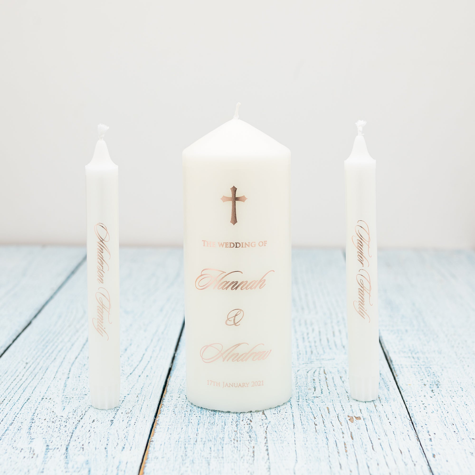 [ROSE GOLD] Personalised Real Foil Wedding Candle, Wedding Unity Candles - Personalised Candle - Younique Gifts Melbourne